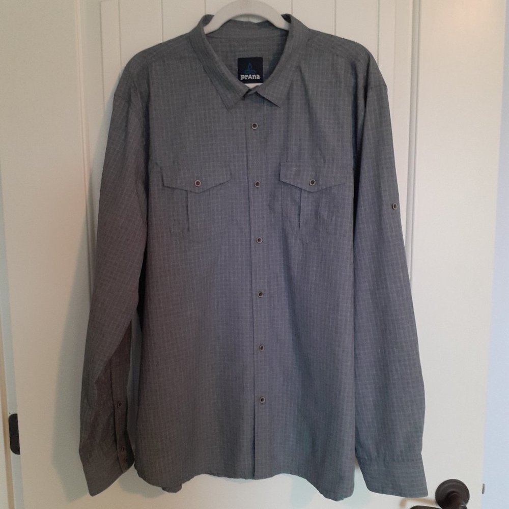 Prana Ascension Long Sleeve Button Up Shirt Blue Size XXL